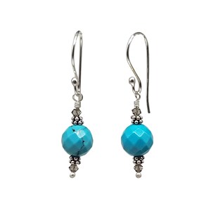Turquoise and Sterling Silver Boho Style Earrings in Robin&#39;s Egg Blue, Special Gift for Her, December Birthstone