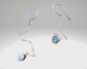 Long Dendritic Black Opal Earrings