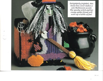 Bewitching Tissue Box Cover ~  plastic canvas pattern ~ Leisure Arts  ~   Halloween pattern