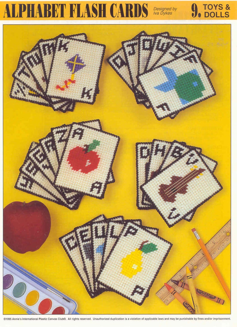 Alphabet Flash Cards Plastic Canvas Pattern Etsy