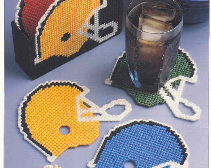 Football Helmet Coasters Plastic Canvas Pattern From Annie s Etsy