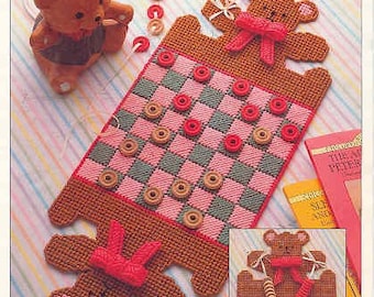 Bear Checkerboard ~  plastic canvas pattern