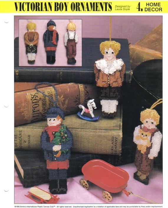Victorian Boy Ornaments ~ plastic canvas pattern ~ Annie/'s
