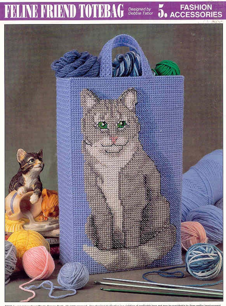 Feline Friend Totebag Plastic Canvas Pattern From - Etsy