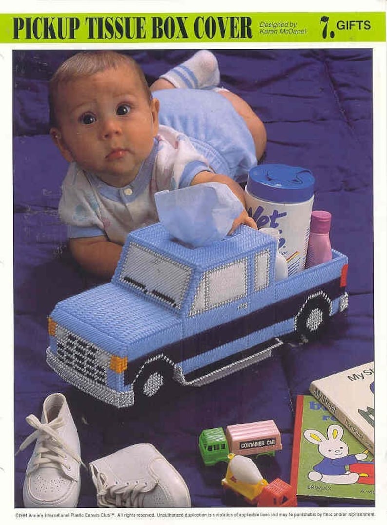 Pickup Truck Tissue Box Cover ~ plastic canvas pattern