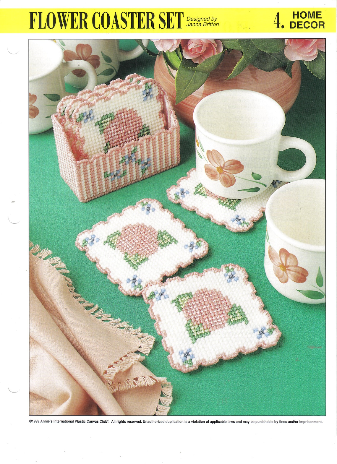Flower Coaster Set Plastic Canvas Pattern by Annies - Etsy
