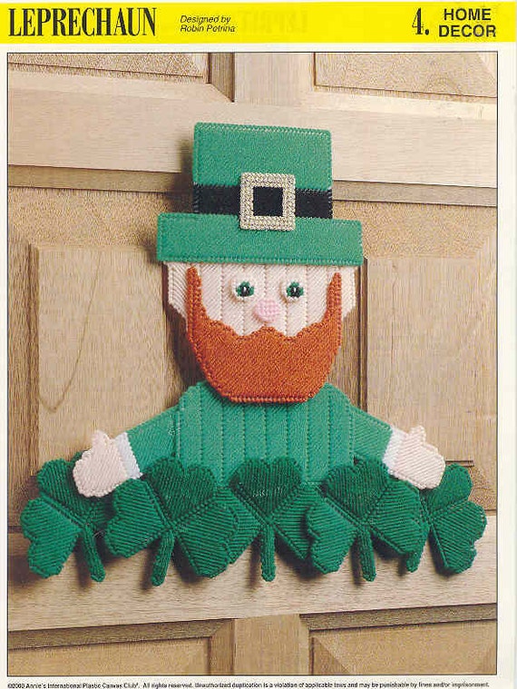 Leprechaun Plastic Canvas Pattern Door / Wall Hanging - Etsy