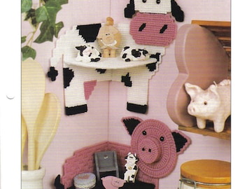 Animal Cornershelves ~   plastic canvas pattern