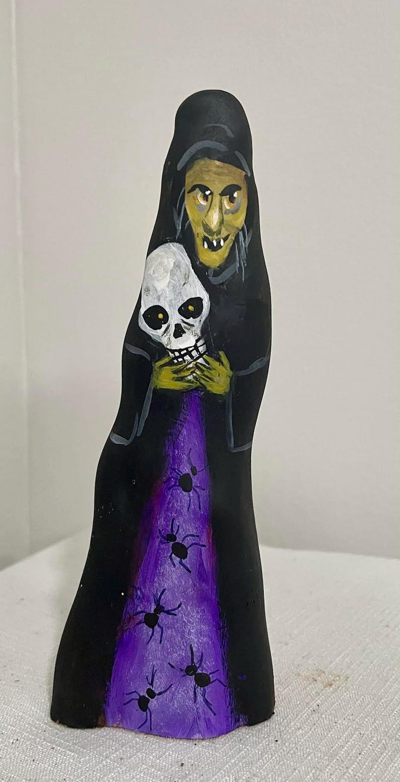 Halloween Witch & Skeleton Spider Gown Hand Painted Cypress Knee Etsy