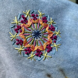 indigo-dyed embroidered bandana