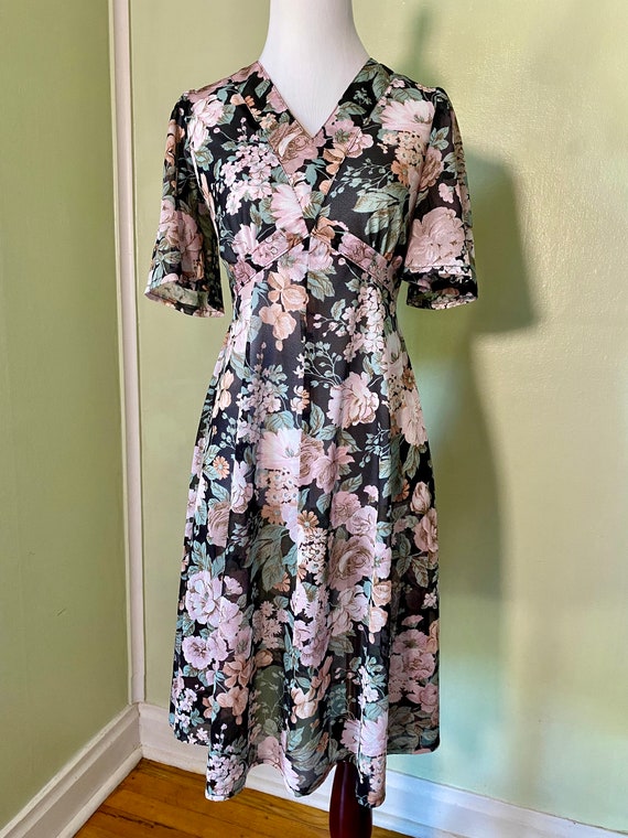 Vintage Sears sheer empire waist floral dress wit… - image 2