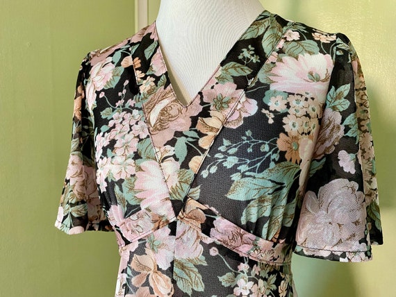 Vintage Sears sheer empire waist floral dress wit… - image 5