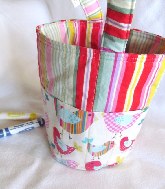 Items similar to Creative Kids Art Bucket - Rainbow Birdies - Fabric ...