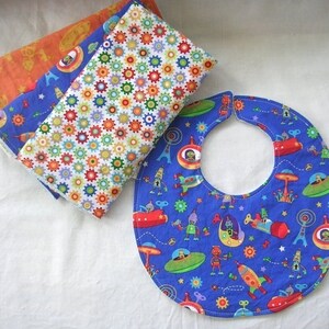 Baby Boy Burp Cloth Gift Set Mod Bot Robots and Sprockets image 2