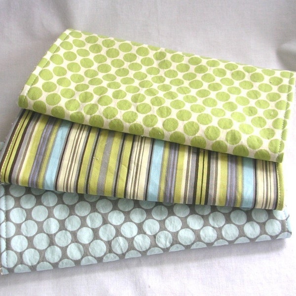 Boutique Burp Cloth Set - Amy Butler fabrics - 3 coordinating burp cloths w blue terry cloth