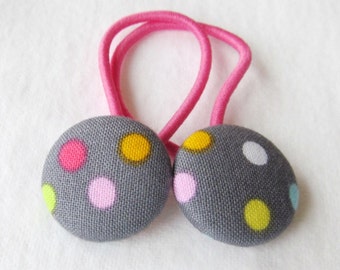 Pixie Dots - Ponytail holders - fabric covered button hair ties