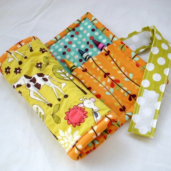 Wrap It Up Crayon Roll - Giraffe Garden - Made to Order