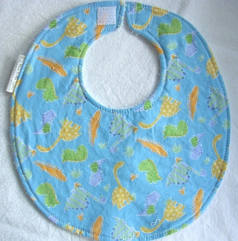 Dinos Oh Boy Boutique Baby Boy Bib w terry backing image 3