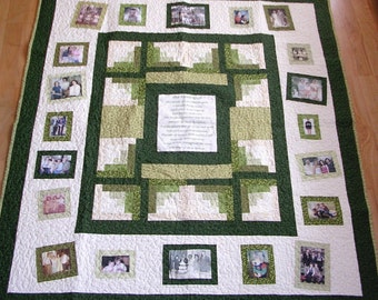 Photo Memory Quilt - Custom Designed with your pictures - Lap Size - Throw Size - Large Wallhanging - Custom Family Heirloom