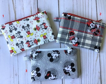 Mini Zipper Case - Mouse Ears - Cotton zipper case 3.5" x 5.5" with 4" zipper