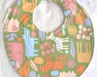 2D Zoo in Sage - Boutique Bib - terry cloth backing