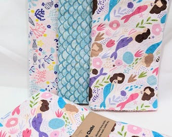 Set de regalo de paños para eructar para niña - Mermaid Lagoon - Juego de 3 paños de algodón premium para eructar para niña