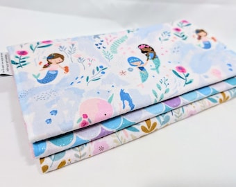 Set de regalo de paños para eructar para niña - Tú, yo y el mar - Juego de 3 paños de algodón premium para eructar para niña