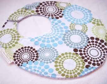 Round About in Spa Blue - Boutique Bib - terry cloth backing