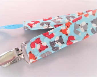 Universal Fabric Pacifier & Toy Clip - Mini Fox in Sky - Clip Paci, Toy Clip, Binky Clip, Cadeau baby shower