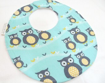 Boutique Bib for Baby or Toddler Boy or Girl - Sweet Baby Owls, Neutral Modern Essentials - Cotton Bib