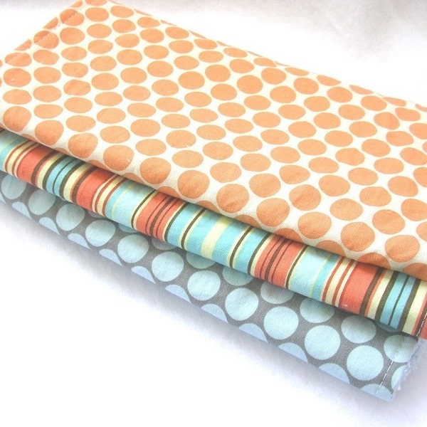Boutique Burp Cloth Gift Set for Boy or Girl - Amy Butler Tangerine and Slate