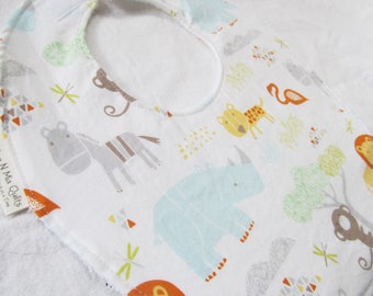 Neutral Baby Boy or Girl Bib - Jungle Babies - Boutique Bib in Designer Cotton Fabric