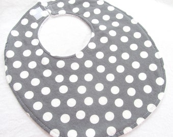 Modern Essentials Boutique Bib for Baby or Toddler Boy or Girl - Charcoal Gray and White Dot - Cotton Bib
