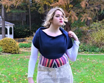 Crochet Cowl Sweater Vest Funky Upcycled Festival Fashion Medium