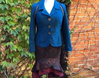L Hustle Bustle Blazer Vest Teal Victorian Historical Steampunk