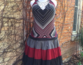 Geometric Red Black White Festival Fashion Tutu Dress XL
