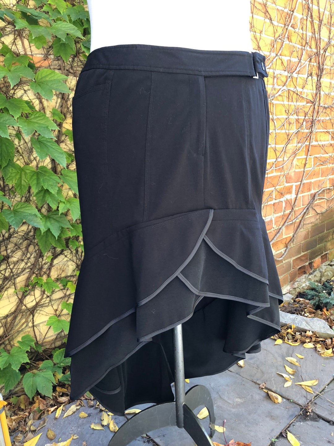 Black cascading ruffle skirt discount