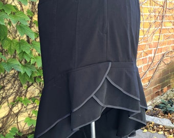 XL Long Cascade Skirt Black Ruffled Tiered