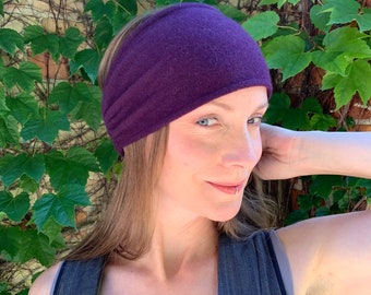 Deep Purple Reversible Upcycled Cashmere Wide Headband
