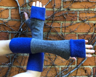 SALE Xsmall Periwinkle Gray Fingerless Sleeves Elf Pixie Fairy Arm Warmers Long Mittens Gloves Cashmere Wool