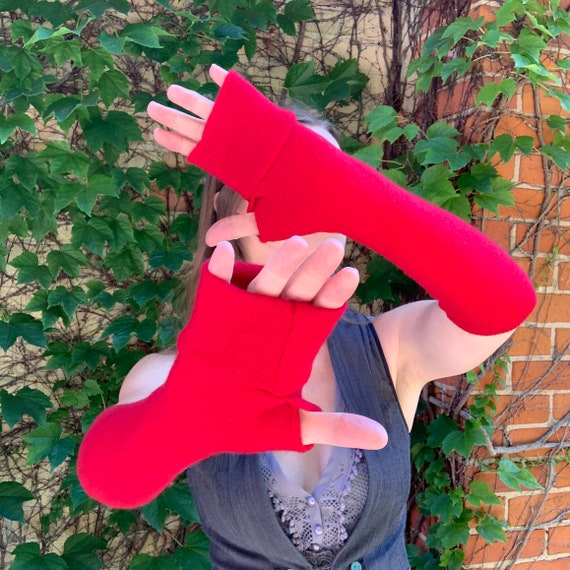 Poppy Red Cashmere Arm Warmers 