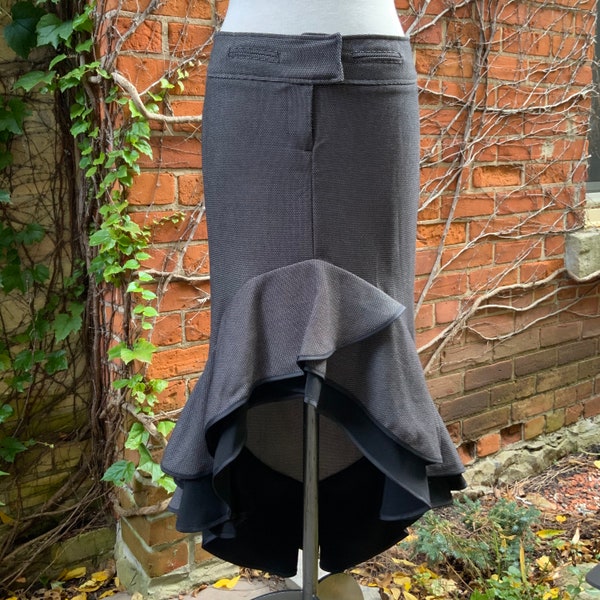 XS Long Cascade Skirt Ruffled High Fashion Avant Garde Burlesque XSmall