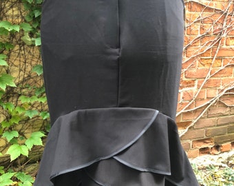 2XL Long Cascade Skirt Black Ruffled Tiered