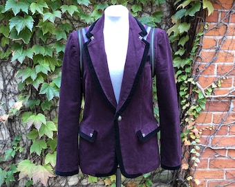 S Men's Steampunk Convertible Jacket Vest Dapper Purple Velvet Unisex