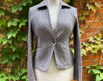 ML Hustle Bustle Blazer Vest Victorian Historical Steampunk Gray Blue Upcycled Jacket