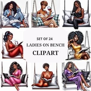 24 Black Girl Clipart, Book Lover Clipart, Planner, Stickers, Black Girl Clipart, Black Women png, Self Love Clipart, Planner Stickers