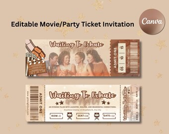 Wachten om uit te ademen Uitnodigingen voor filmfeest | Bewerkbare tickets | Game-avond | Ladies Night