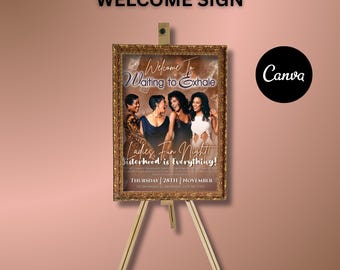 Sjabloon wachten om uit te ademen welkomstbord | Bewerkbaar canvas | Poster:
