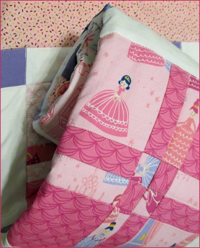 baby or toddler girl Princess Nursery Quilt Royal Kingdom pink purple Magical Unicorns baby crib bedding blanket Once Upon A Time