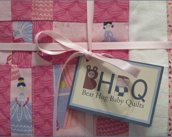 Princess Nursery Quilt - Once Upon A Time - Magical Unicorns, Royal Kingdom - baby crib bedding blanket - pink, purple, baby or toddler girl